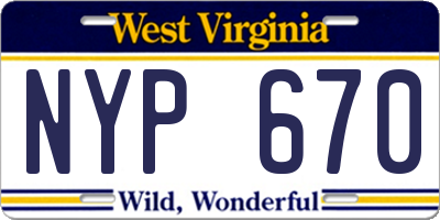 WV license plate NYP670