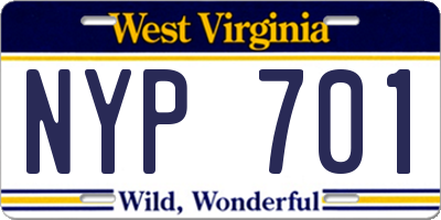 WV license plate NYP701
