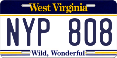 WV license plate NYP808