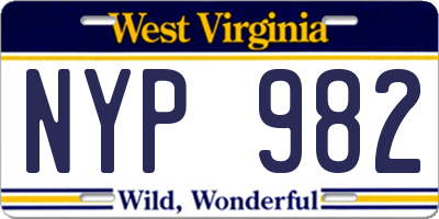 WV license plate NYP982