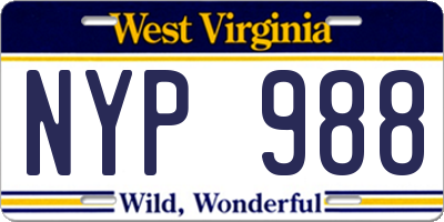 WV license plate NYP988