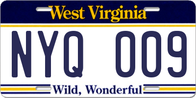 WV license plate NYQ009