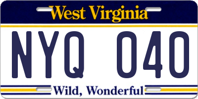 WV license plate NYQ040