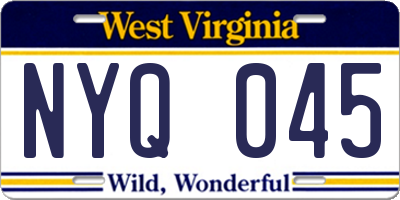WV license plate NYQ045