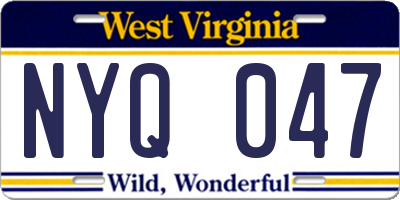 WV license plate NYQ047