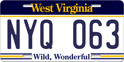 WV license plate NYQ063