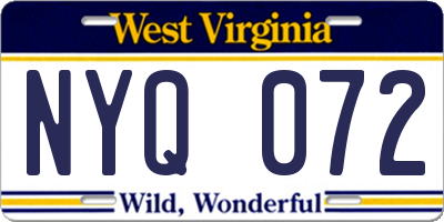 WV license plate NYQ072