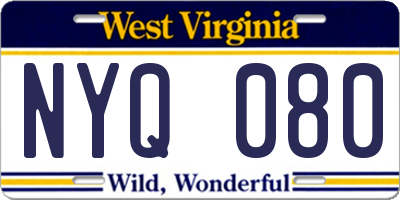 WV license plate NYQ080