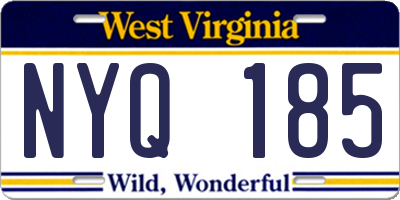 WV license plate NYQ185