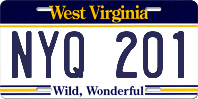 WV license plate NYQ201
