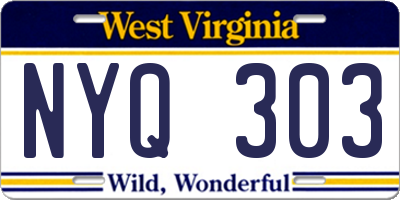 WV license plate NYQ303
