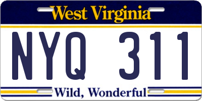 WV license plate NYQ311