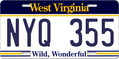 WV license plate NYQ355