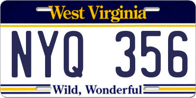WV license plate NYQ356