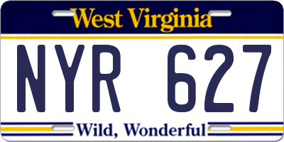 WV license plate NYR627