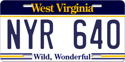 WV license plate NYR640