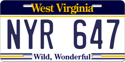 WV license plate NYR647