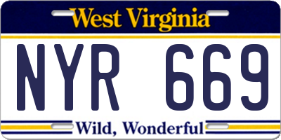 WV license plate NYR669