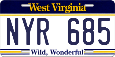 WV license plate NYR685