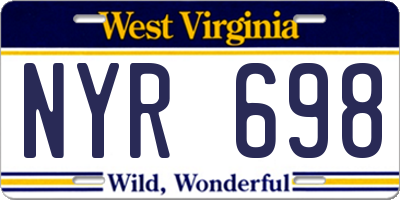 WV license plate NYR698