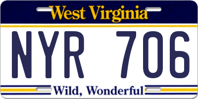 WV license plate NYR706