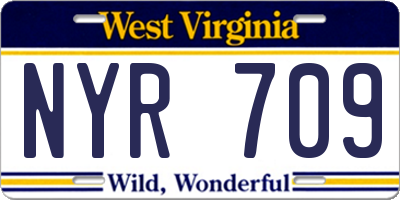 WV license plate NYR709