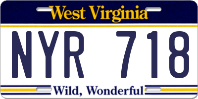 WV license plate NYR718