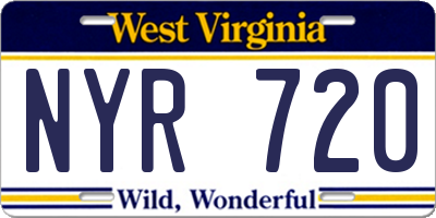 WV license plate NYR720