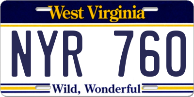WV license plate NYR760
