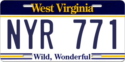 WV license plate NYR771