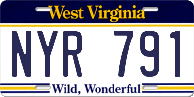 WV license plate NYR791