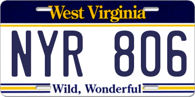 WV license plate NYR806