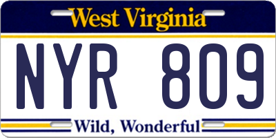 WV license plate NYR809