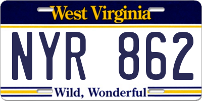 WV license plate NYR862