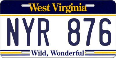 WV license plate NYR876