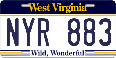 WV license plate NYR883