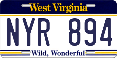 WV license plate NYR894