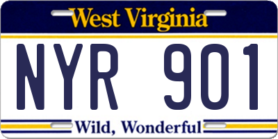WV license plate NYR901