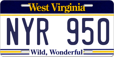 WV license plate NYR950
