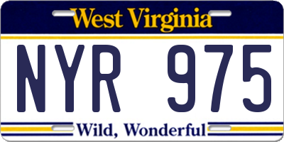 WV license plate NYR975