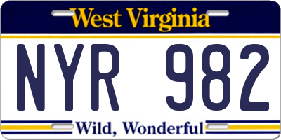 WV license plate NYR982