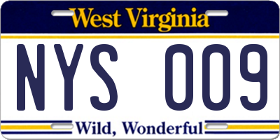 WV license plate NYS009