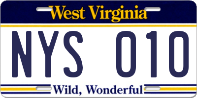 WV license plate NYS010