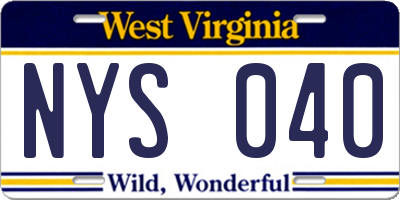 WV license plate NYS040
