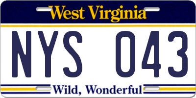 WV license plate NYS043