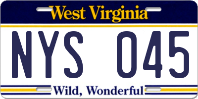 WV license plate NYS045