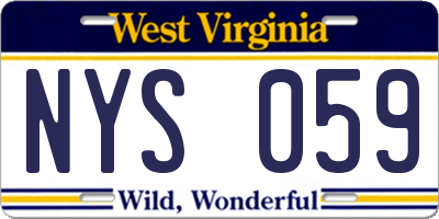 WV license plate NYS059