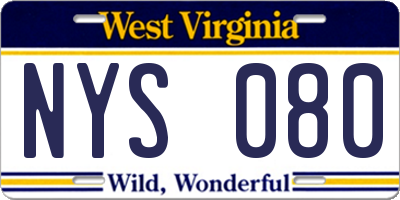 WV license plate NYS080