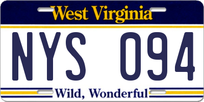 WV license plate NYS094