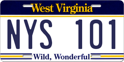 WV license plate NYS101
